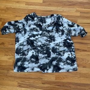 Woman Within 4X Black and White Tie-Dye Blouse